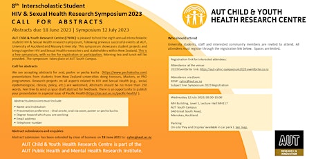 8th Interscholastic Student HIV & Sexual Health Research Symposium 2023 AUT primary image