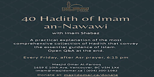 Imagem principal do evento 40 Hadith of Imam Nawawi Halaqa
