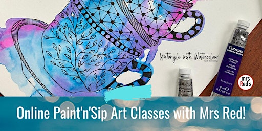 ONLINE watercolour Paint'n'Sip art class! primary image