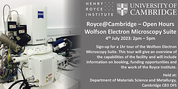 Royce@Cambridge Open Hours - Electron Microscopy Facility