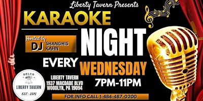 Imagem principal do evento Wednesday Karaoke at Liberty Tavern (Woodlyn - Delaware County, PA)