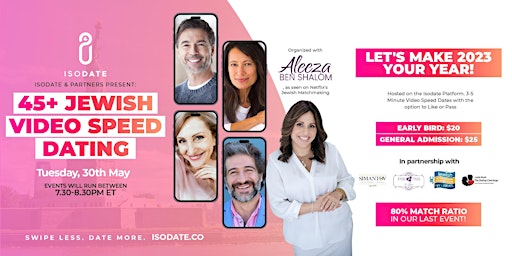 Isodate & Partners Present:The largest Jewish 45+ dating event of the year primary image