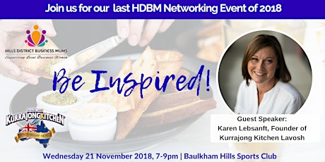 HDBM November Networking: Be Inspired with Karen Lebsanft, Founder of Kurrajong Kitchens Lavosh primary image
