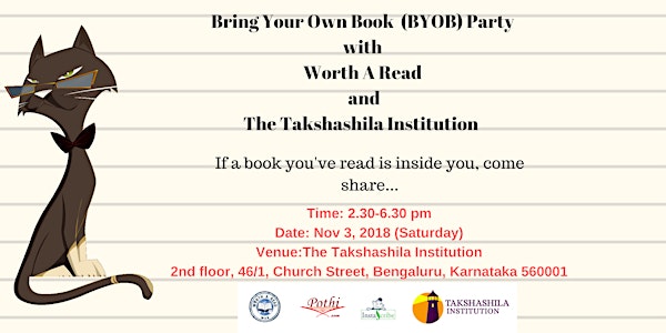 Bring Your Own Book (BYOB) Party at Church Street on Nov 3, 2018