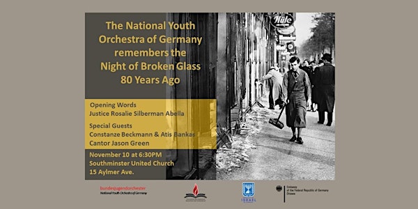 The National Youth Orchestra of Germany Remembers the Night of Broken Glass 80 Years Ago, with Special Guests