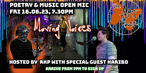 Moving Voices poetry and song open mic with special guest Haribo primary image