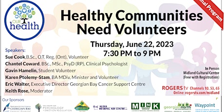 Our Health - Healthy Communities Need Volunteers