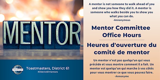 Hauptbild für Mentoring Office hours / Mentorat Heures d’ouverture
