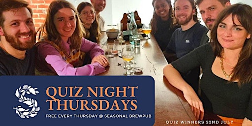 Imagem principal do evento Quiz night Thursdays @ The Seasonal Brewing Co