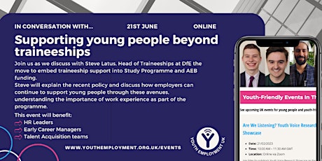 Imagem principal de In Conversation with DfE : supporting young people beyond traineeships