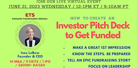 Create a Fundable Investor Pitch Deck. June 21, 2023 Live Virtual Event.