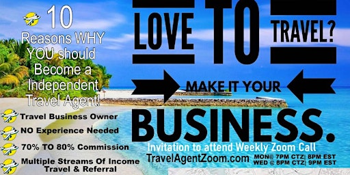Imagen principal de Mon & Wed Travel Agent Business Opportunity Zoom