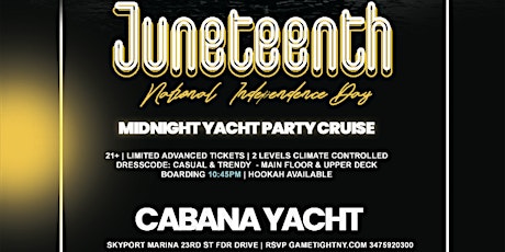 Juneteenth NYC Midnight Cabana yacht party cruise Skyport Marina 2023