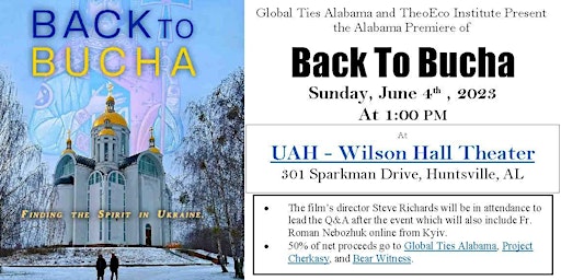 Back to Bucha – Alabama Premiere at UAH-Wilson Theater on Sunday, June 4th primary image