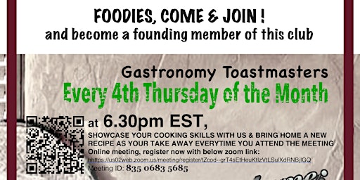 Image principale de Become a founder member of Gastronomy Toastmasters Club