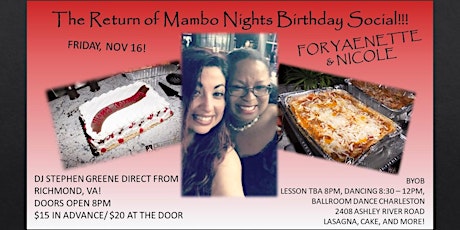 The Return of Mambo Nights, Yaenette & Nicole's B-day Social, 11/16/18 primary image