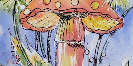 Watercolor for beginners- Mushroom Wash & Ink