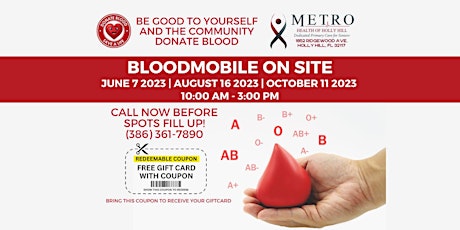 Bloodmobile at MetroHealth of Holly Hill