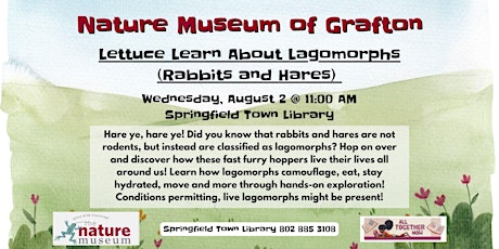 The Nature Museum of Grafton: Lettuce Learn About Lagomorphs