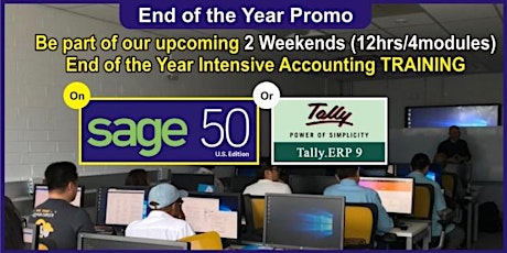2 Weekends of Sage50 or TallyERP Accounting Package Training - Year End Promo primary image