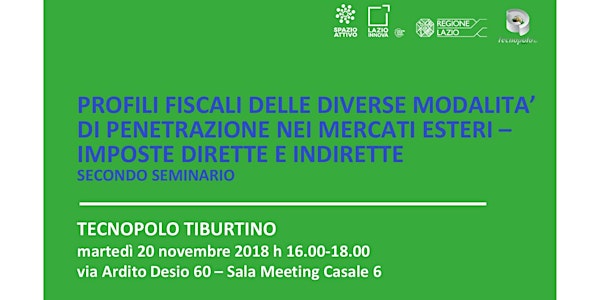 PENETRAZIONE DEI MERCATI ESTERI - PROFILI FISCALI - SEMINARIO 20 NOVEMBRE 2...