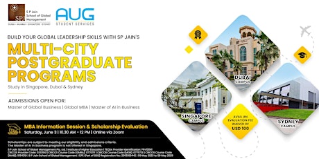 Study in Singapore, Dubai & Sydney:  Post Graduate Programs with SP JAIN