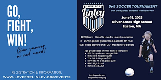 Love for Linley Cup - 5v5 Soccer Tournament - Give Cancer a Red Card primary image