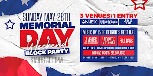 Memorial Day Weekend Block Party on Sunday, May 28 - 3 venues, 1 entry! primary image