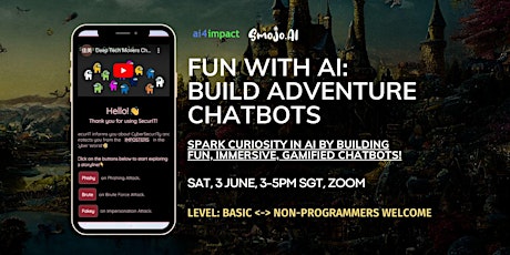 Imagem principal do evento Fun with AI: Build Adventure Chatbots