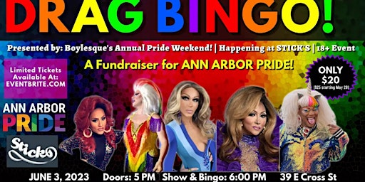 Imagem principal de PRIDE Drag BINGO at Stick's - Fundraiser for Ann Arbor Pride