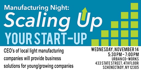 Hauptbild für Manufacturing Night: Scaling Up Your Start-Up