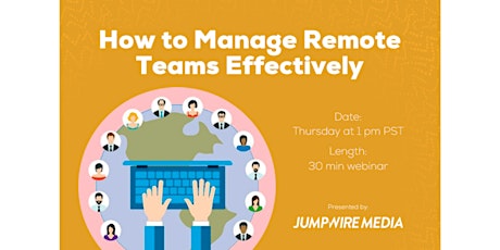Primaire afbeelding van How to Manage Remote Teams Effectively | Tips & Tricks | 30 min + Q&A