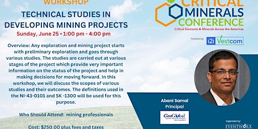 Technical Studies in Developing Mining Projects Workshop - Kelowna primary image