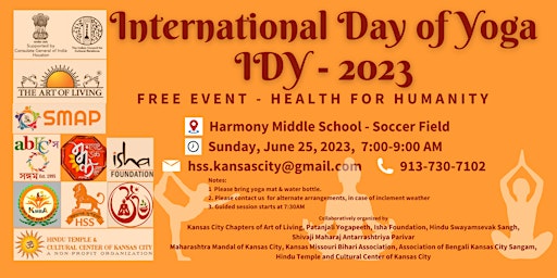 Immagine principale di International Day of Yoga (IDY) - 2023 at Kansas City 