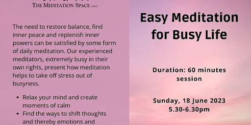 Easy Meditation for Busy Life primary image