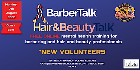 Primaire afbeelding van BarberTalk / Hair&Beauty Talk ONLINE - NEW VOLUNTEERS - Mon 7th August 2023