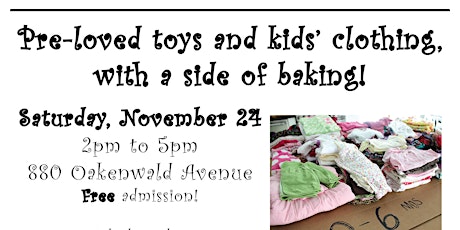 Pre-loved toys and kids' clothing sale, with a side of baking! primary image