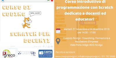 Corso di coding con Scratch per docenti ed educatori Corso di coding con Scratch per docenti ed educatori