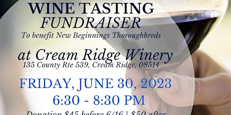 New Beginnings TBs 2023 Summer Wine Tasting at Cream Ridge Winery