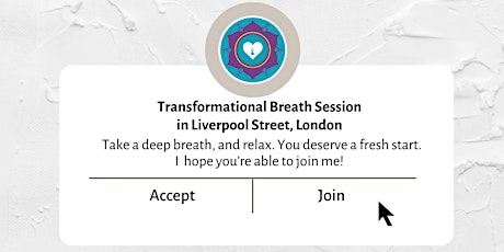 1:1 In Person Transformational Breath Session in Liverpool Street, London