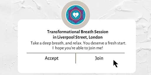 Primaire afbeelding van 1:1 In Person Transformational Breath Session in Liverpool Street, London