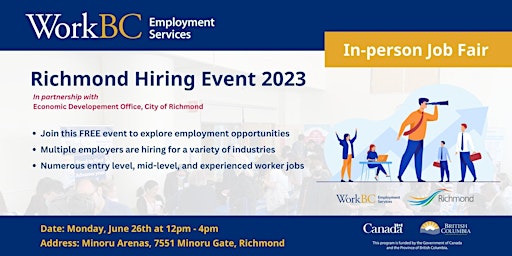 Richmond Hiring Event | June 26 from 12pm - 4pm | City of Richmond primary image