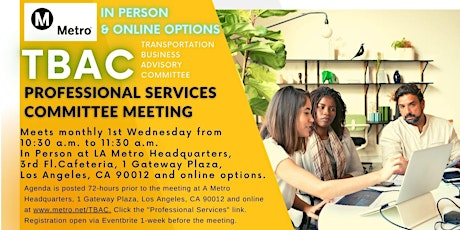 TBAC Professional Services Committee Meeting -  In Person & Online Option