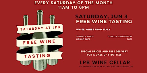 SATURDAYS AT LPB - FREE wine tasting - Sat June 3 - 11am to 6pm primary image