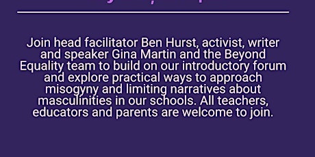 'Approaching Misogyny in Schools' With Gina Martin and Ben Hurst