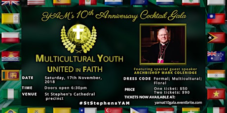  YAM’s 10th Anniversary Cocktail Gala with Archbishop Mark Coleridge primary image