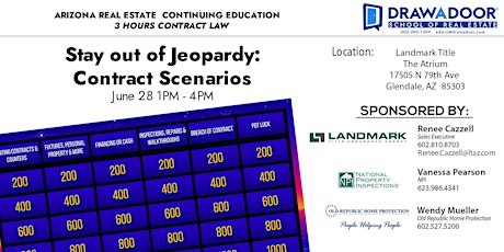Stay out of Jeopardy: Contract Scenarios - 3 Hours AZ CE Contract Law primary image