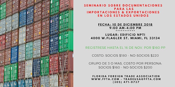 Seminario en Diciembre 10 sobre Documentaciones para las Exportaciones & Im...