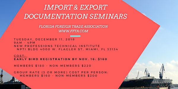 Export & Import Documentation Seminar - English Dec. 11, 2018