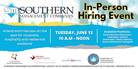 In-Person Southern Management Companies Hiring Event